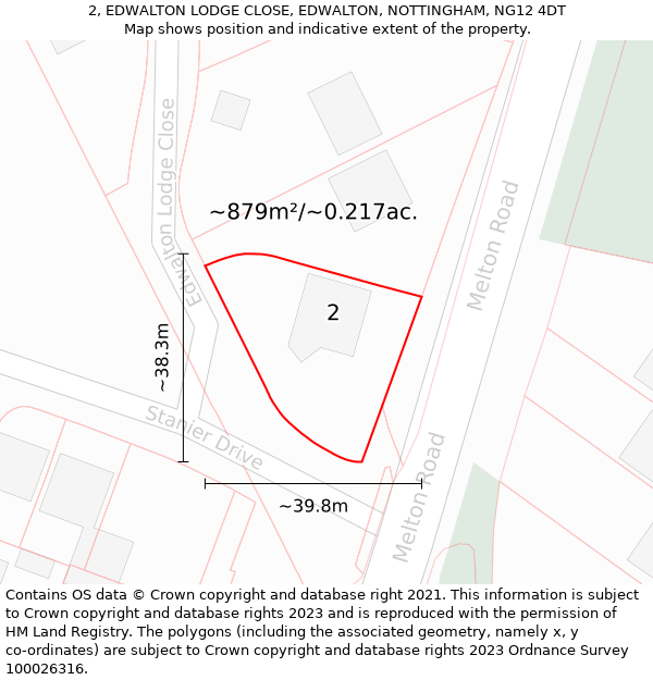 2, EDWALTON LODGE CLOSE, EDWALTON, NOTTINGHAM, NG12 4DT: Plot and title map