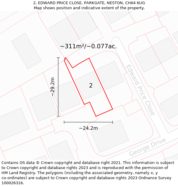 2, EDWARD PRICE CLOSE, PARKGATE, NESTON, CH64 6UG: Plot and title map