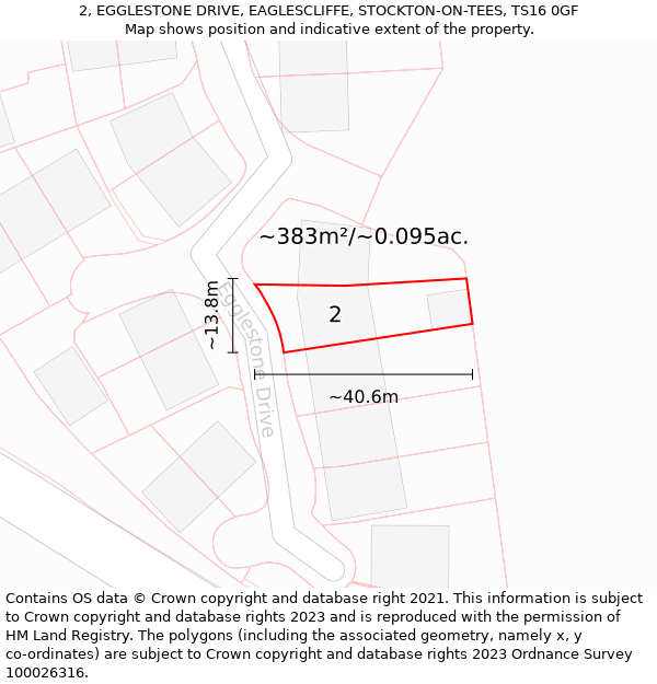 2, EGGLESTONE DRIVE, EAGLESCLIFFE, STOCKTON-ON-TEES, TS16 0GF: Plot and title map