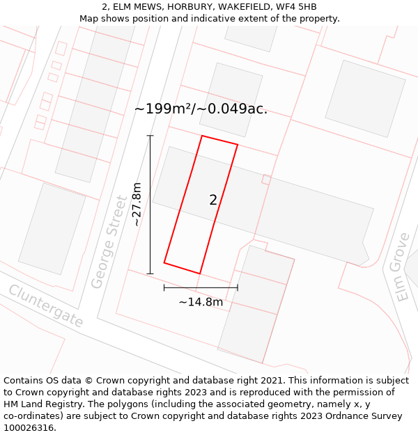 2, ELM MEWS, HORBURY, WAKEFIELD, WF4 5HB: Plot and title map