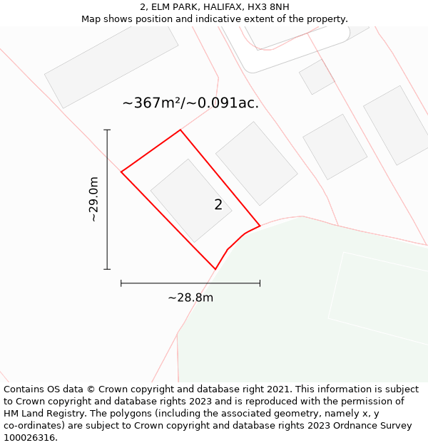 2, ELM PARK, HALIFAX, HX3 8NH: Plot and title map