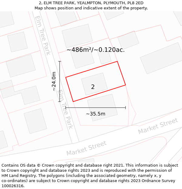 2, ELM TREE PARK, YEALMPTON, PLYMOUTH, PL8 2ED: Plot and title map