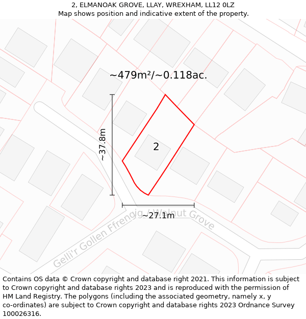 2, ELMANOAK GROVE, LLAY, WREXHAM, LL12 0LZ: Plot and title map