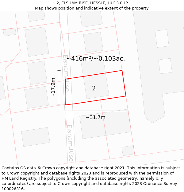 2, ELSHAM RISE, HESSLE, HU13 0HP: Plot and title map