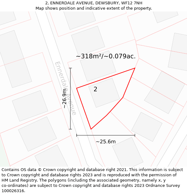 2, ENNERDALE AVENUE, DEWSBURY, WF12 7NH: Plot and title map