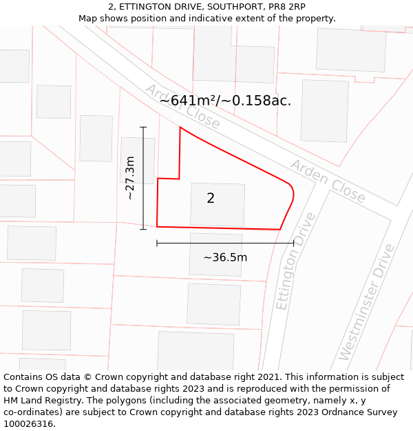 2, ETTINGTON DRIVE, SOUTHPORT, PR8 2RP: Plot and title map