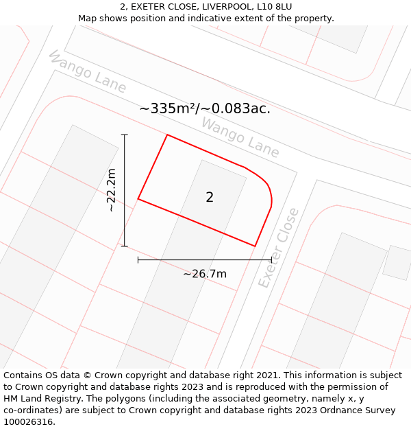2, EXETER CLOSE, LIVERPOOL, L10 8LU: Plot and title map