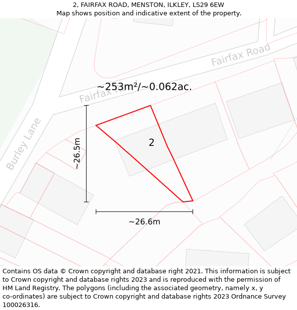 2, FAIRFAX ROAD, MENSTON, ILKLEY, LS29 6EW: Plot and title map