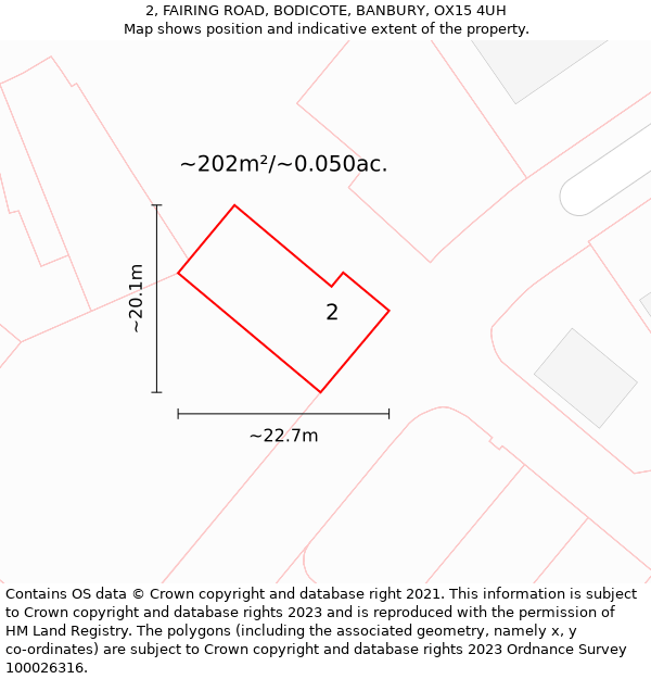 2, FAIRING ROAD, BODICOTE, BANBURY, OX15 4UH: Plot and title map