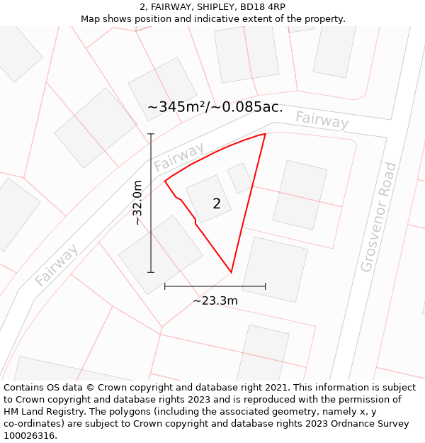 2, FAIRWAY, SHIPLEY, BD18 4RP: Plot and title map