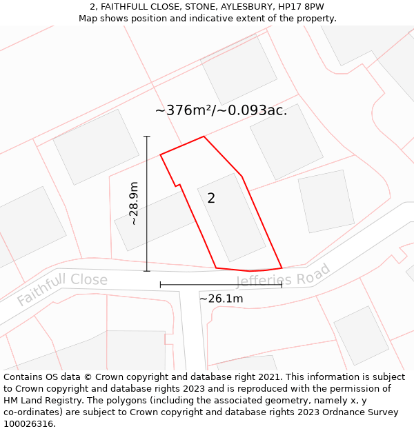 2, FAITHFULL CLOSE, STONE, AYLESBURY, HP17 8PW: Plot and title map