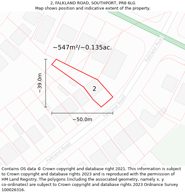 2, FALKLAND ROAD, SOUTHPORT, PR8 6LG: Plot and title map