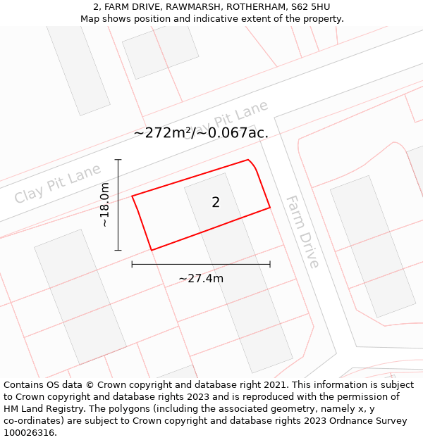 2, FARM DRIVE, RAWMARSH, ROTHERHAM, S62 5HU: Plot and title map