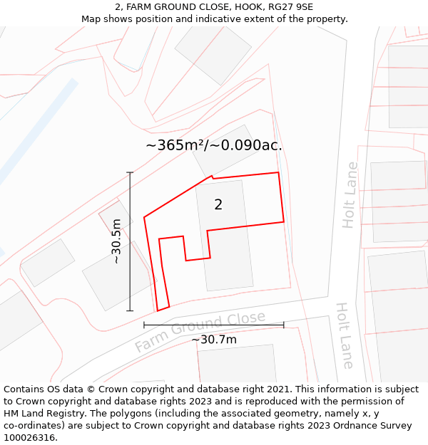 2, FARM GROUND CLOSE, HOOK, RG27 9SE: Plot and title map