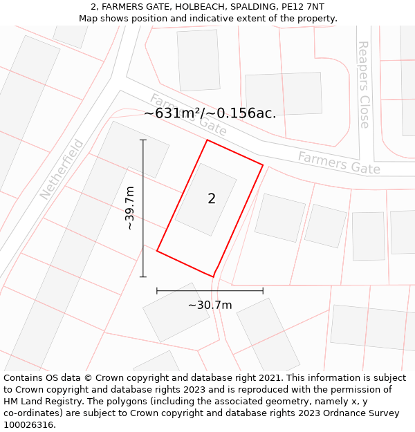 2, FARMERS GATE, HOLBEACH, SPALDING, PE12 7NT: Plot and title map