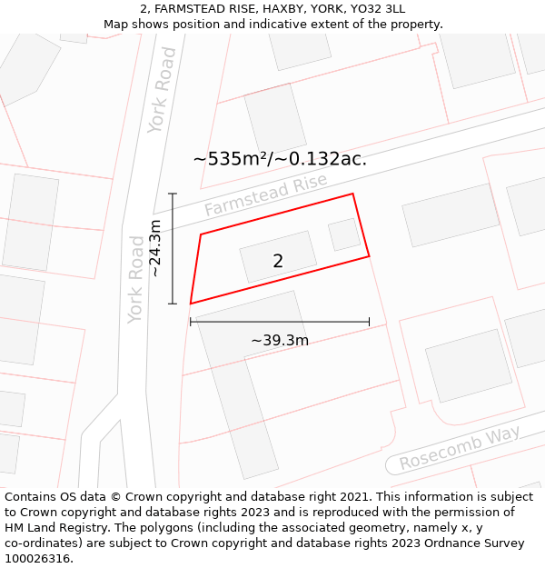 2, FARMSTEAD RISE, HAXBY, YORK, YO32 3LL: Plot and title map