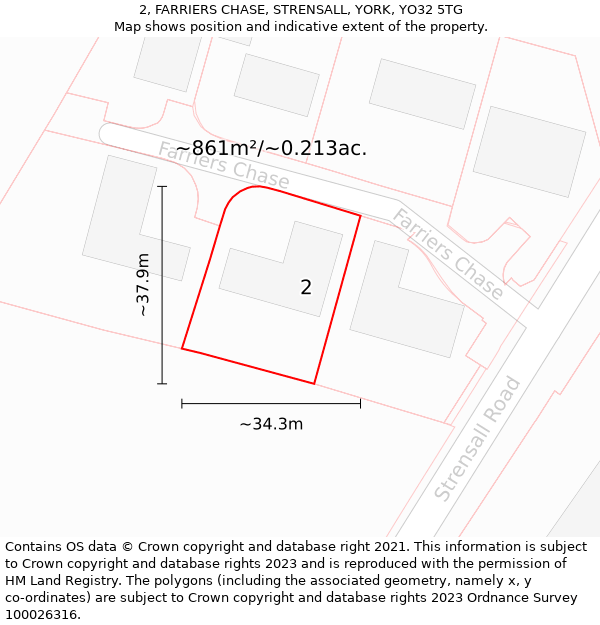 2, FARRIERS CHASE, STRENSALL, YORK, YO32 5TG: Plot and title map