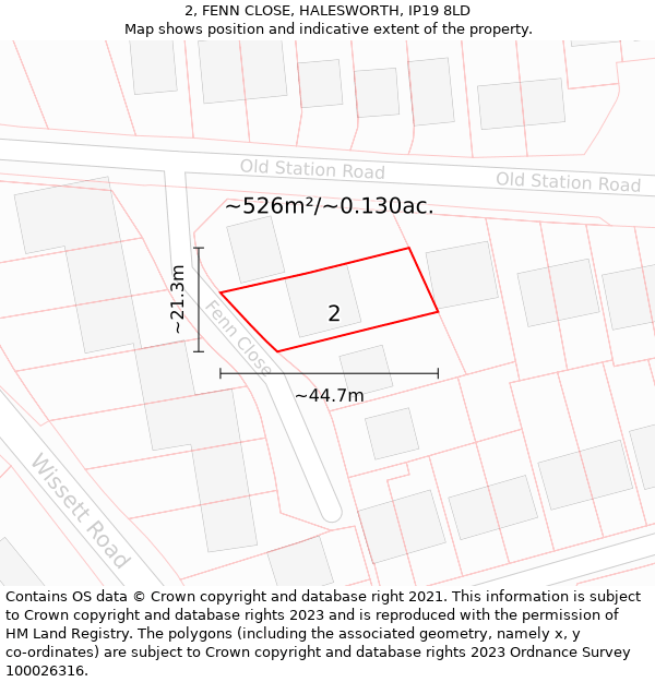 2, FENN CLOSE, HALESWORTH, IP19 8LD: Plot and title map