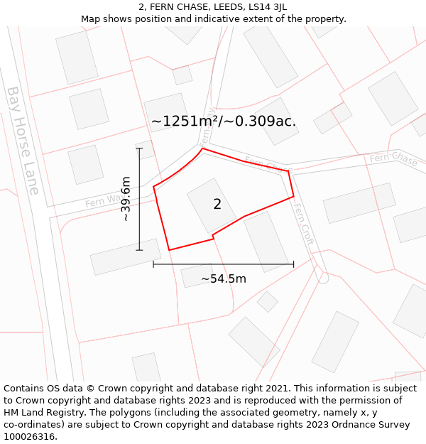 2, FERN CHASE, LEEDS, LS14 3JL: Plot and title map