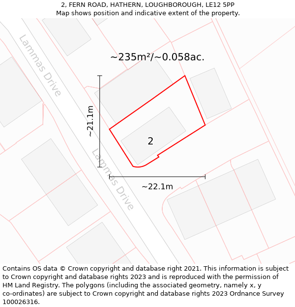 2, FERN ROAD, HATHERN, LOUGHBOROUGH, LE12 5PP: Plot and title map