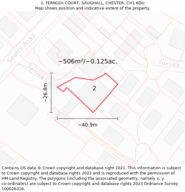 2, FERNLEA COURT, SAUGHALL, CHESTER, CH1 6DU: Plot and title map