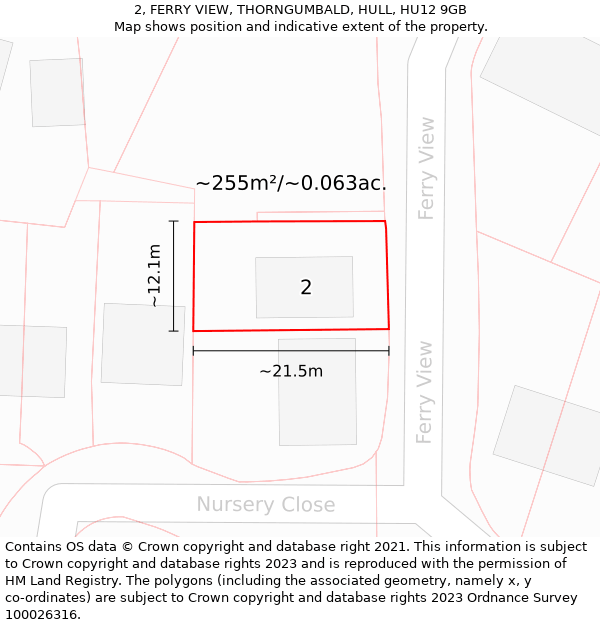 2, FERRY VIEW, THORNGUMBALD, HULL, HU12 9GB: Plot and title map