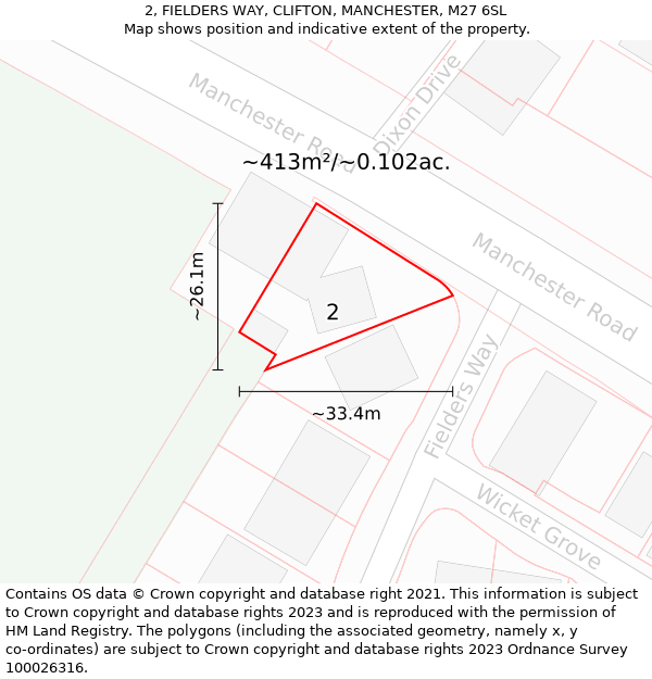 2, FIELDERS WAY, CLIFTON, MANCHESTER, M27 6SL: Plot and title map