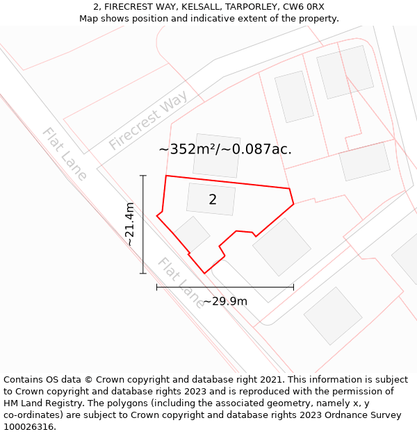 2, FIRECREST WAY, KELSALL, TARPORLEY, CW6 0RX: Plot and title map