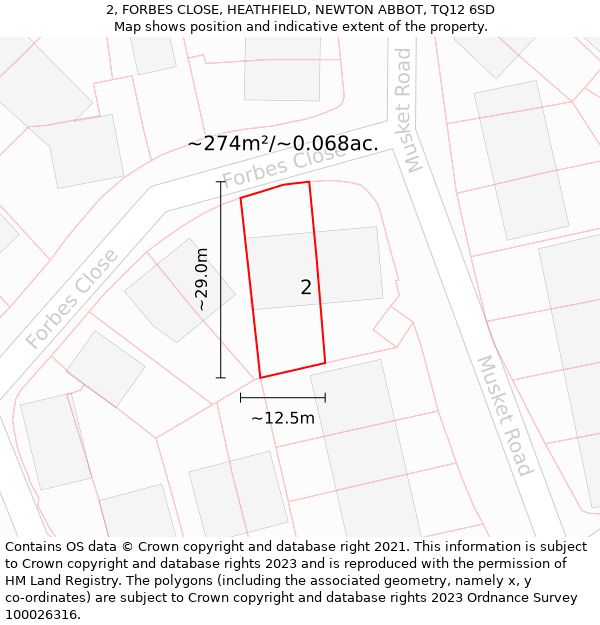 2, FORBES CLOSE, HEATHFIELD, NEWTON ABBOT, TQ12 6SD: Plot and title map