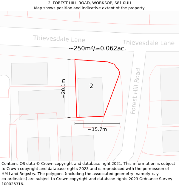 2, FOREST HILL ROAD, WORKSOP, S81 0UH: Plot and title map
