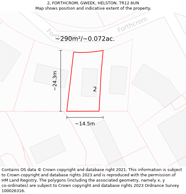 2, FORTHCROM, GWEEK, HELSTON, TR12 6UN: Plot and title map