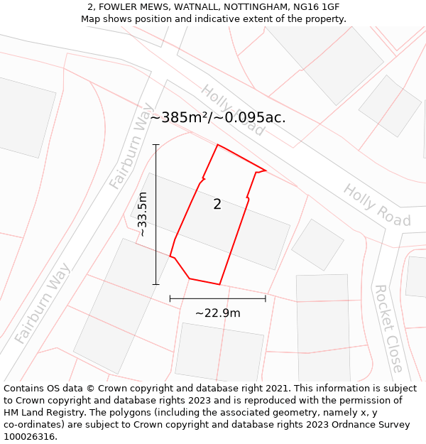 2, FOWLER MEWS, WATNALL, NOTTINGHAM, NG16 1GF: Plot and title map