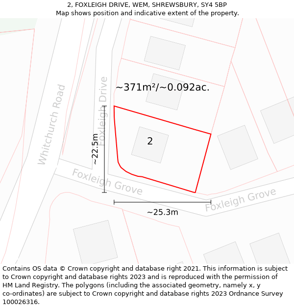 2, FOXLEIGH DRIVE, WEM, SHREWSBURY, SY4 5BP: Plot and title map