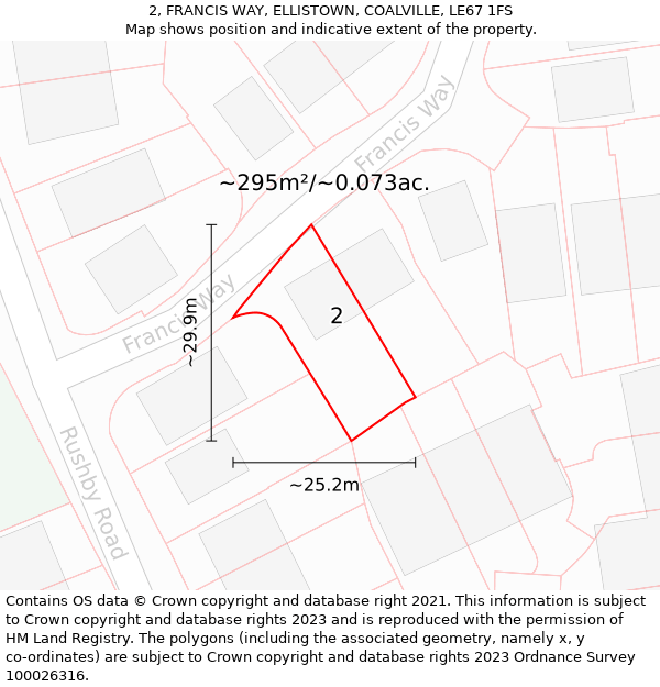 2, FRANCIS WAY, ELLISTOWN, COALVILLE, LE67 1FS: Plot and title map