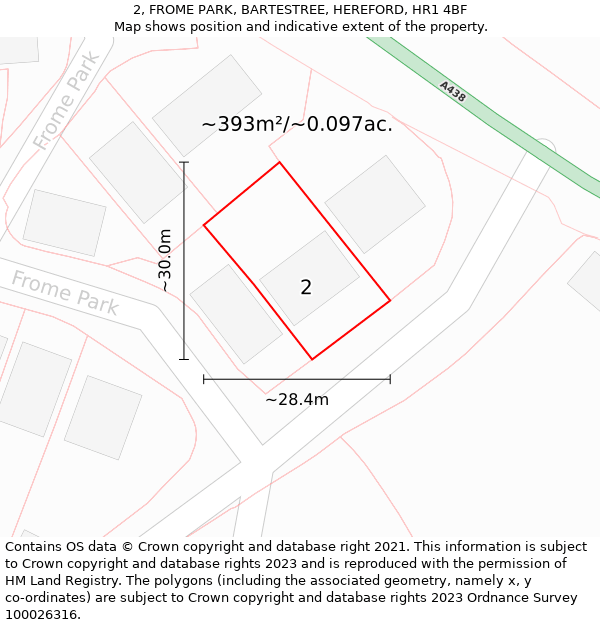 2, FROME PARK, BARTESTREE, HEREFORD, HR1 4BF: Plot and title map