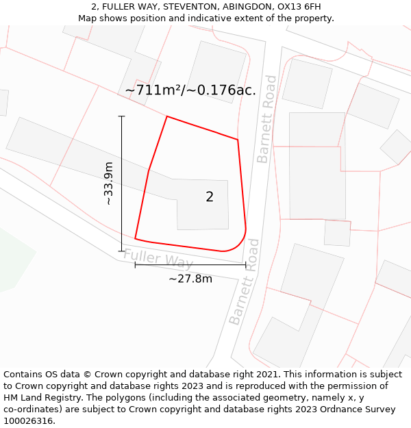 2, FULLER WAY, STEVENTON, ABINGDON, OX13 6FH: Plot and title map