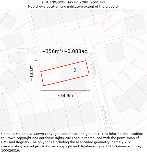 2, FURNWOOD, HAXBY, YORK, YO32 3YR: Plot and title map