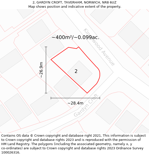 2, GARDYN CROFT, TAVERHAM, NORWICH, NR8 6UZ: Plot and title map