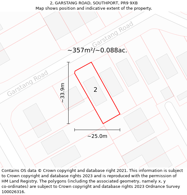 2, GARSTANG ROAD, SOUTHPORT, PR9 9XB: Plot and title map