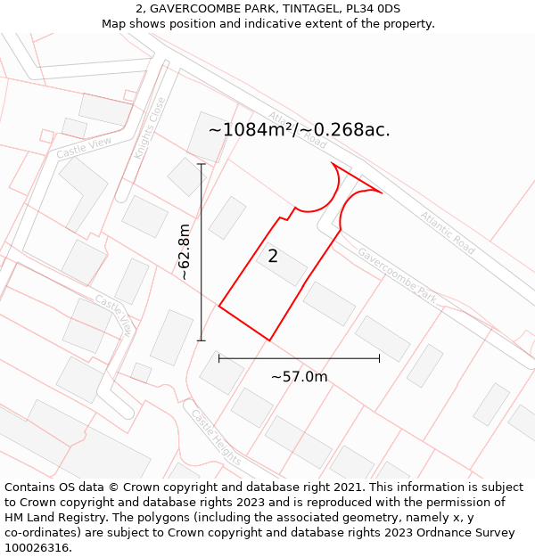 2, GAVERCOOMBE PARK, TINTAGEL, PL34 0DS: Plot and title map