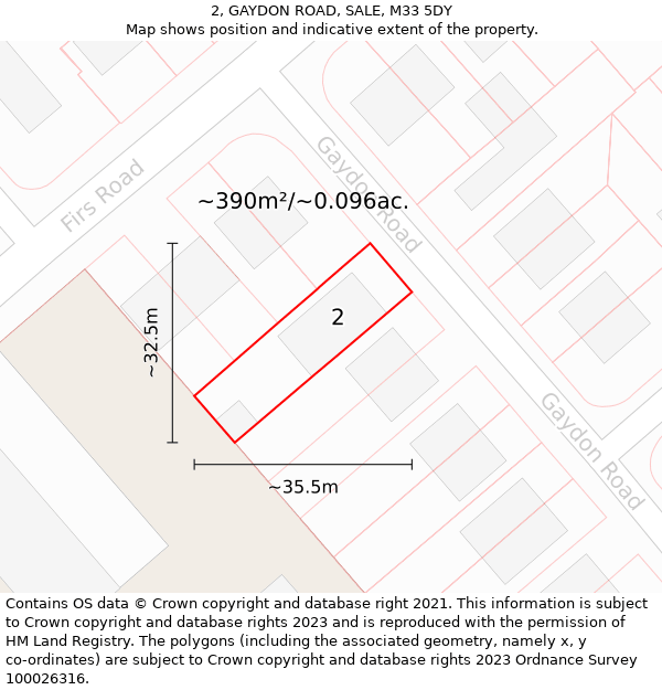 2, GAYDON ROAD, SALE, M33 5DY: Plot and title map