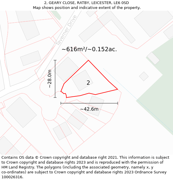 2, GEARY CLOSE, RATBY, LEICESTER, LE6 0SD: Plot and title map