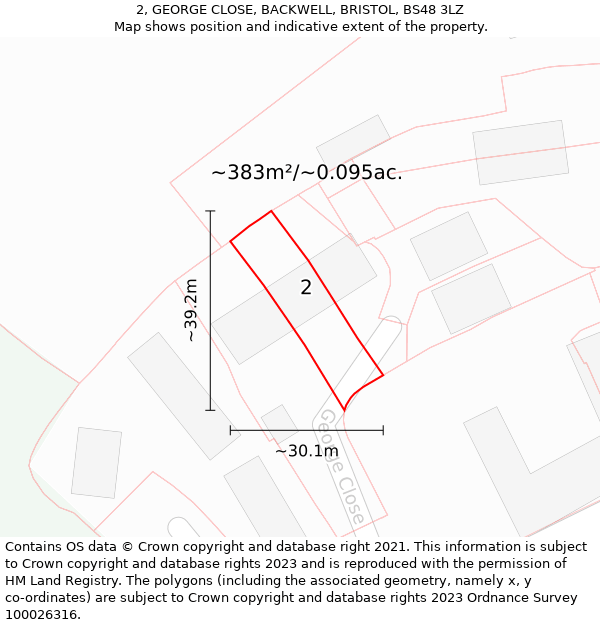 2, GEORGE CLOSE, BACKWELL, BRISTOL, BS48 3LZ: Plot and title map