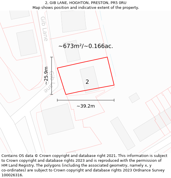 2, GIB LANE, HOGHTON, PRESTON, PR5 0RU: Plot and title map