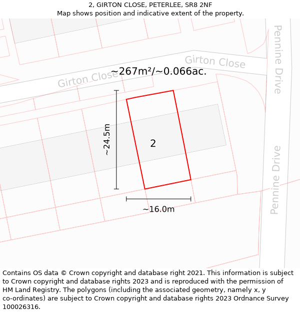 2, GIRTON CLOSE, PETERLEE, SR8 2NF: Plot and title map