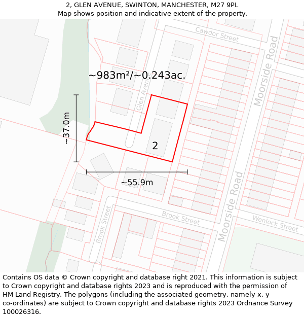 2, GLEN AVENUE, SWINTON, MANCHESTER, M27 9PL: Plot and title map