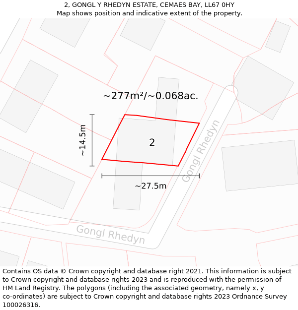 2, GONGL Y RHEDYN ESTATE, CEMAES BAY, LL67 0HY: Plot and title map