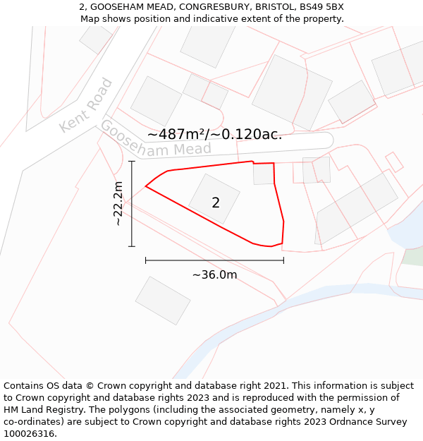 2, GOOSEHAM MEAD, CONGRESBURY, BRISTOL, BS49 5BX: Plot and title map