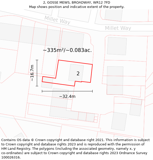 2, GOSSE MEWS, BROADWAY, WR12 7FD: Plot and title map