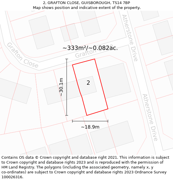 2, GRAFTON CLOSE, GUISBOROUGH, TS14 7BP: Plot and title map